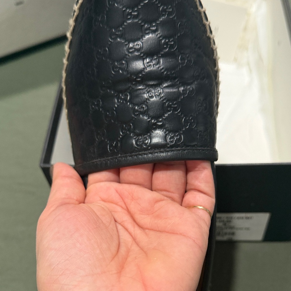Gucci Black Embossed Leather Espadrilles - Picture 5 of 6
